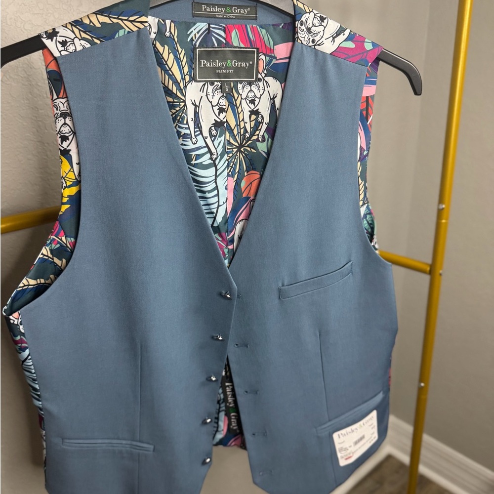 Paisley & Gray Slate Blue Men's Vest